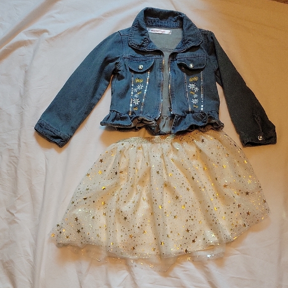 Wonder Nation Denim Jacket with Gold Star Skirt - Picture 1 of 6